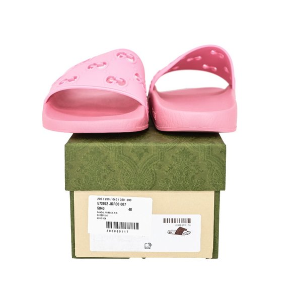 Gucci GG Monogram Perforated Rubber Slide Sandals - Picture 6 of 12